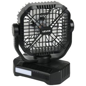 VEVOR 10400mAh Solar fan, Camping Fan with Solar Panel & LED Lantern, 7W 8 Inch Portable Rechargeable Battery Powered for Outside