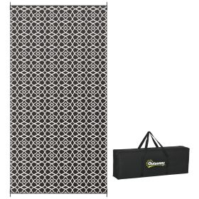 Outsunny Reversible Outdoor Rug, 9' x 18' Waterproof Plastic Straw Floor Mat, Portable RV Camping Carpet with Carry Bag, Large Floor Mat for Back