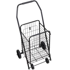 VEVOR Shopping Cart, Folding Grocery Utility Cart with Swivel Wheels, 90 LBS Large Load Capacity, Heavy Duty Rolling Laundry Basket Butler for La